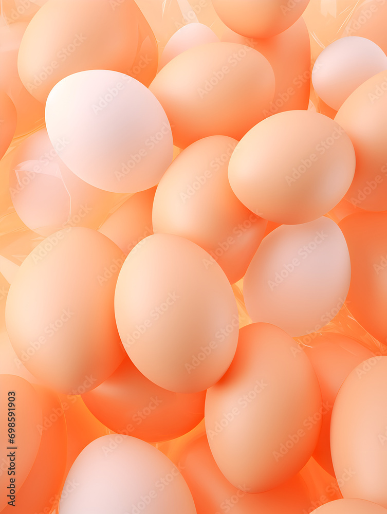 Top view abstract background with pastel orange easter eggs Top view abstract background with pastel orange easter eggs