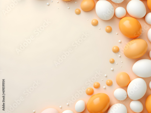 Pastel orange easter eggs frame background with free copy space inside 