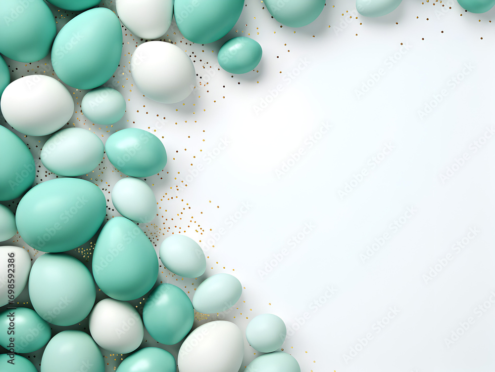 Turquoise easter eggs frame background with free copy space inside Turquoise easter eggs frame background with free copy space inside