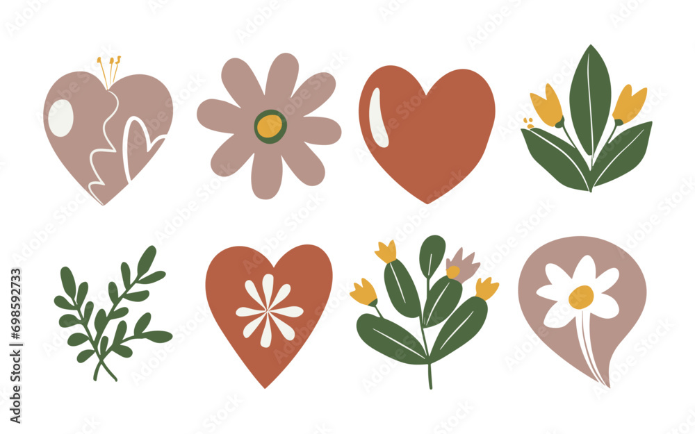 Abstract floral hearts vector clipart. Valentine's day vector clipart. Abstract floral hearts vector clipart. Valentine's day vector clipart.