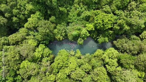 Citumang Pangandaran, green valley.  Citumang Body Rafting is a tour along the river with beautiful natural views photo