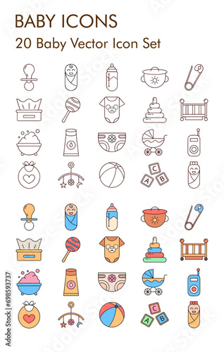 Baby vector icon set