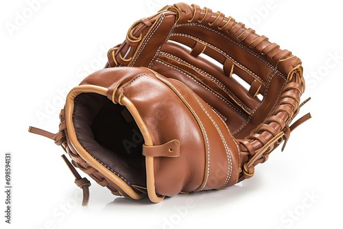 Leather baseball glove isolated white Sportive equipment photo