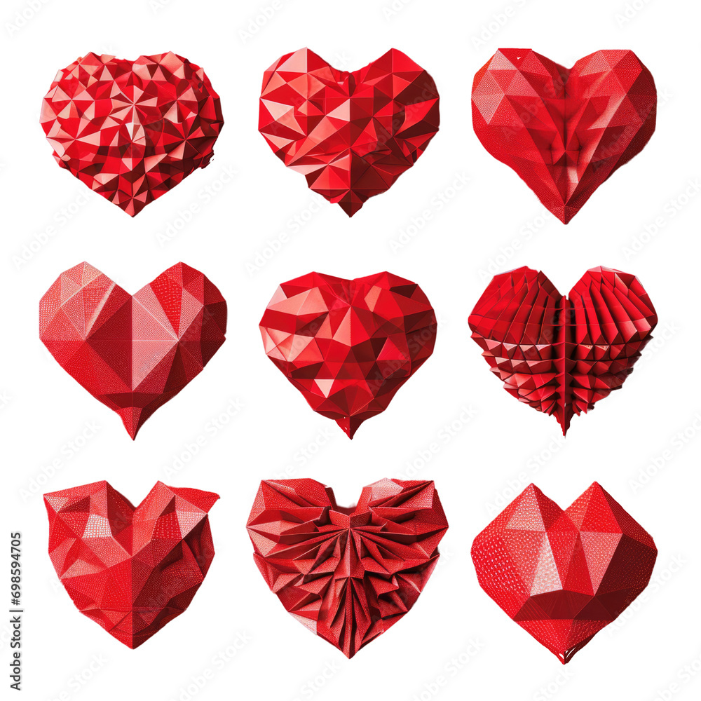 set of red hearts for valentine day. set of red hearts for valentine day.