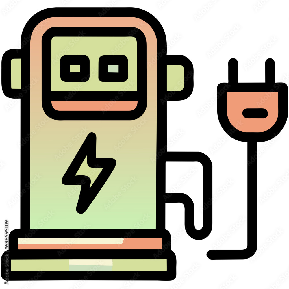 Electric car charging vektor icon illustation Electric car charging vektor icon illustation