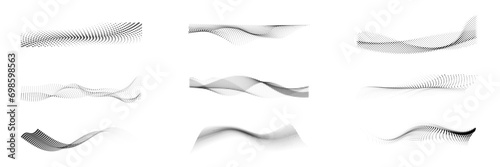 Set of dotted abstract forms.  Grunge halftone vector background in black and white colors.   Dot texture. 