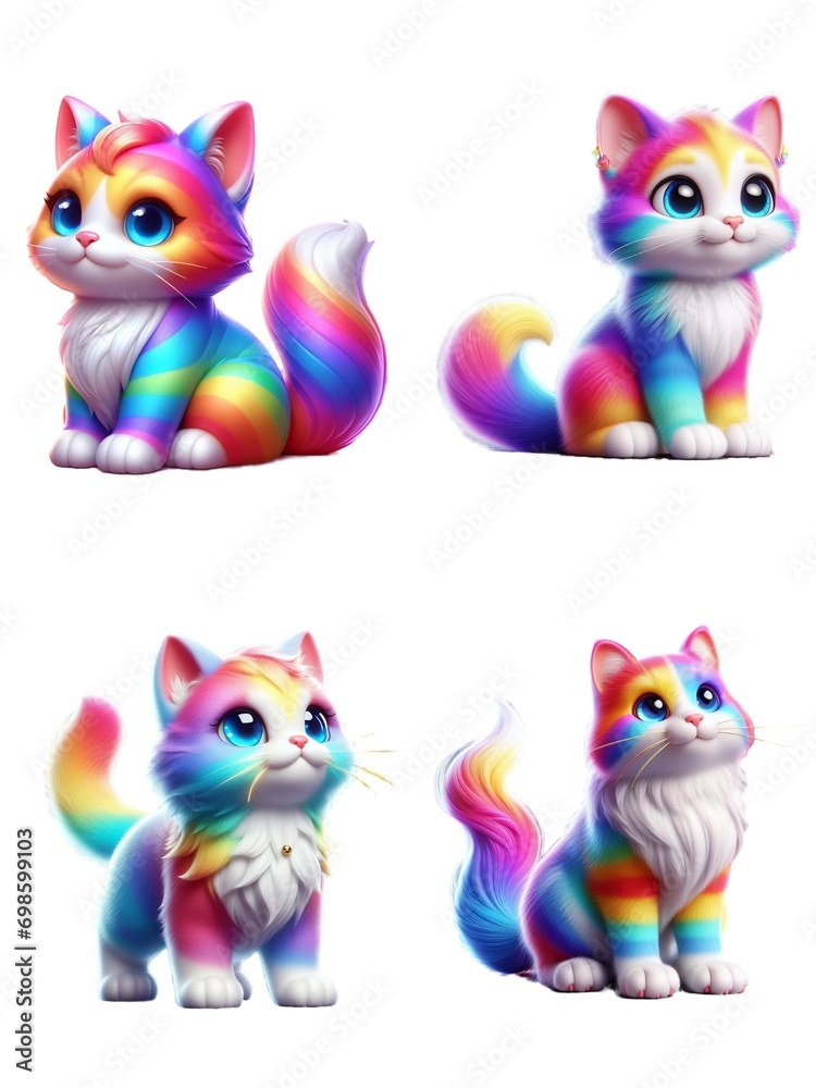 rainbow striped cat gesture