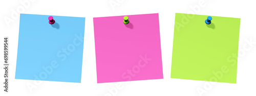 drei leere bunte Notizzettel