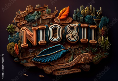 Honduras detailed lettering cartoon illustration. Generative AI