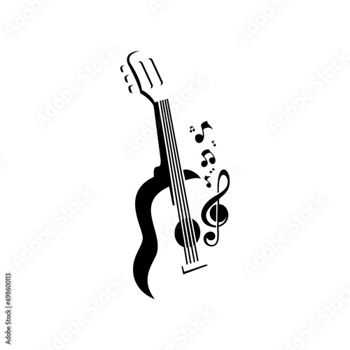 vector silhouette of acoustic guitar