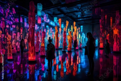 A luminous and vibrant art installation, featuring an array of glowing sculptures and interactive light projections that create an immersive and captivating visual experience
 photo