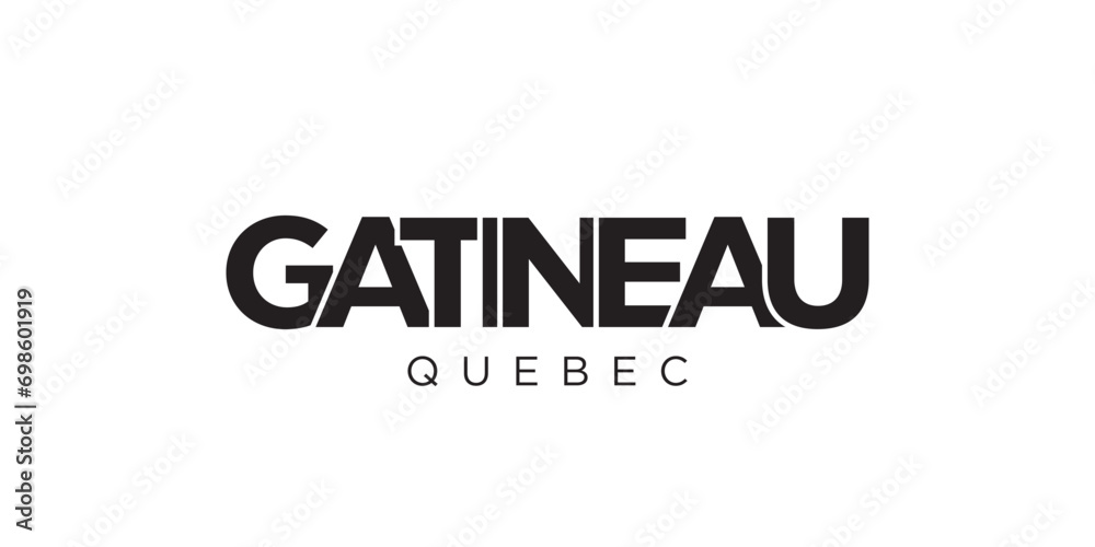 Gatineau in the Canada emblem. The design features a geometric style, vector illustration with bold typography in a modern font. The graphic slogan lettering.