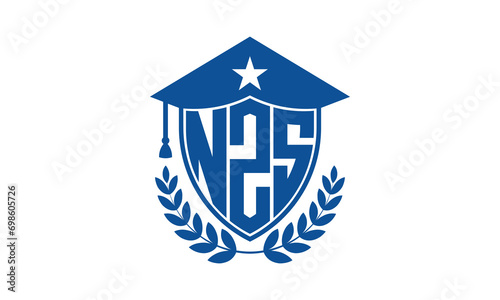 NZS three letter iconic academic logo design vector template. monogram, abstract, school, college, university, graduation cap symbol logo, shield, model, institute, educational, coaching canter, tech photo