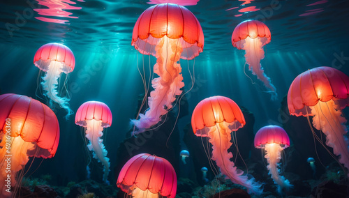 Beautiful jellyfish in the sea. photo