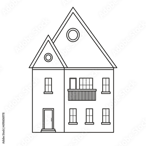 Simple outline house. Vector illustration isolated on white background