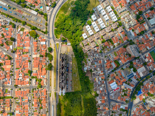 Imagem aérea dos bairros Campos Elíseos, Paulicéia, Jardim Londres, Vila Perseu em Campinas, São Paulo. 