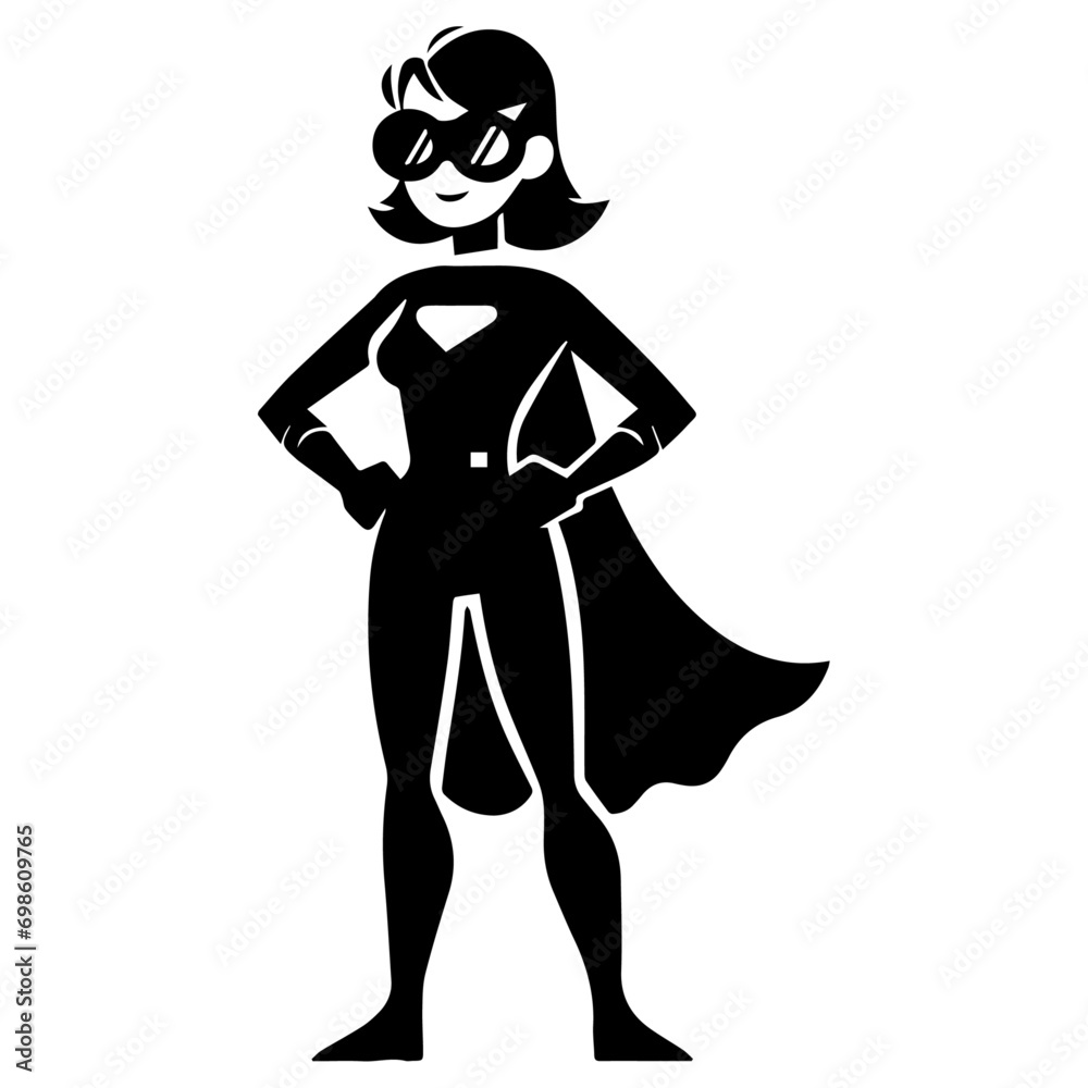 Minimal Funny Super Hero Comic Flat character vector silhouette, black color silhouette, white background Minimal Funny Super Hero Comic Flat character vector silhouette, black color silhouette, white background