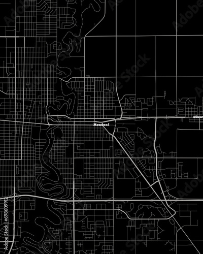 Moorhead Minnesota Map, Detailed Dark Map of Moorhead Minnesota