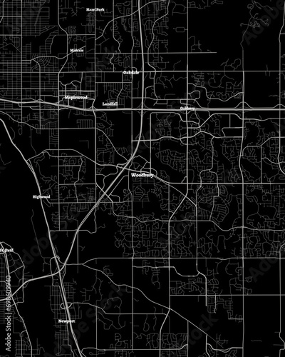 Woodbury Minnesota Map, Detailed Dark Map of Woodbury Minnesota