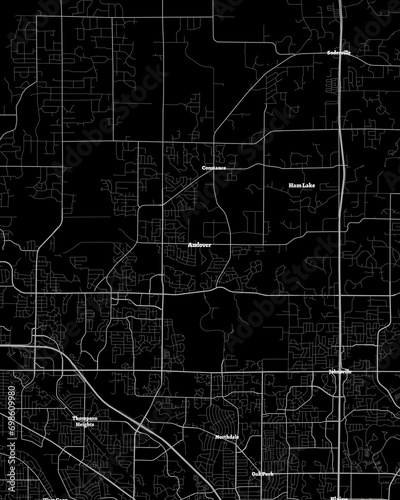 Andover Minnesota Map, Detailed Dark Map of Andover Minnesota