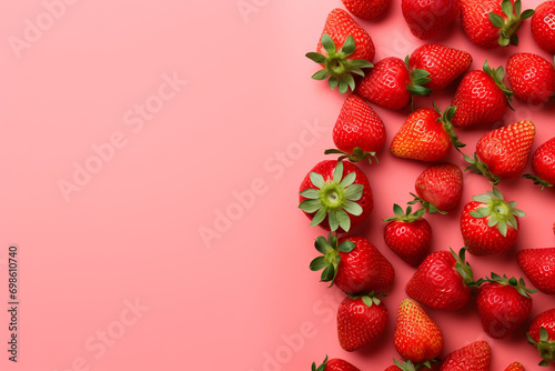 Top view of fresh strawberries in a heart shaped bowl on a purple background with space for text Valentine s Day banner, generative ai, generative , ai,