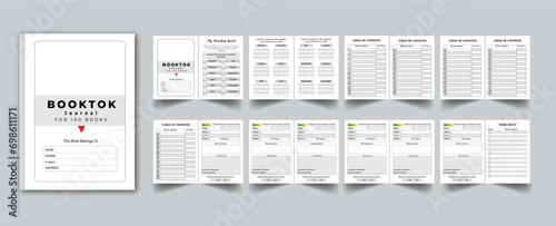 Booktok 100 Book Journal with cover page layout template design 