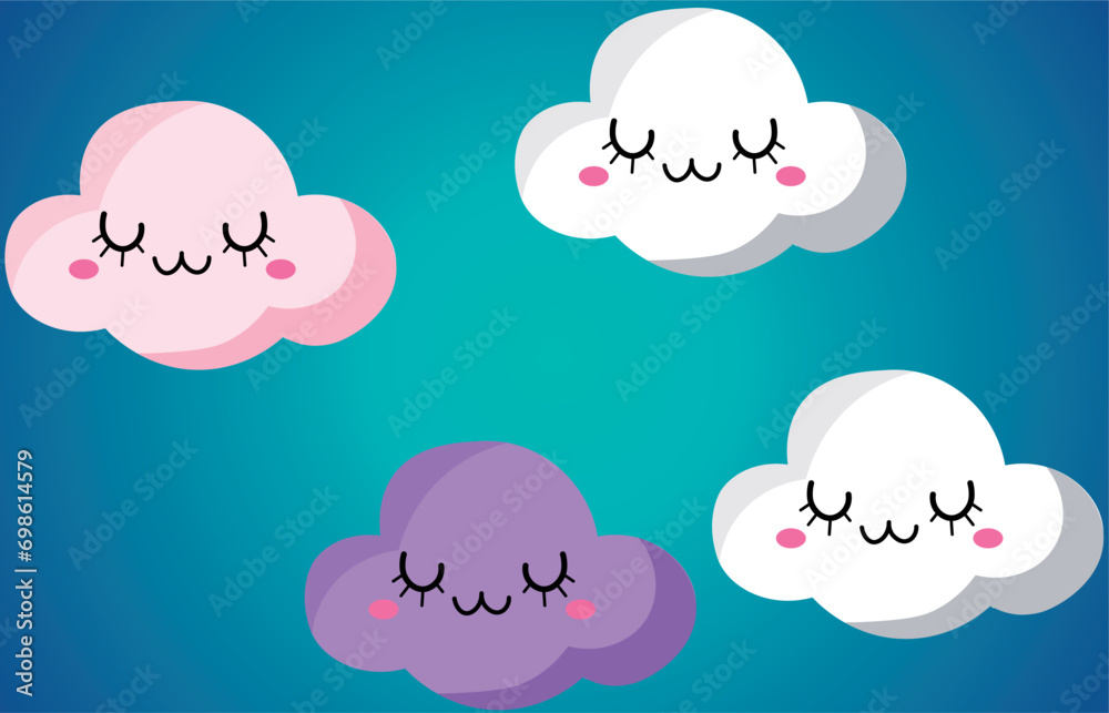 cloud pattern, background in pastel colors, ideal for children's prints or backgrounds