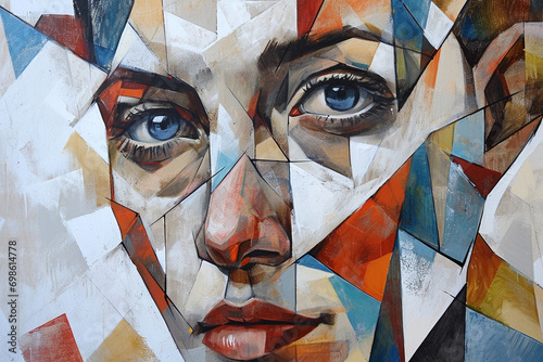Metamorphic Portrait - A cubist take on portraiture, disassembling and reassembling facial features into geometric shapes. This concept plays with the viewer's perception, challeng photo