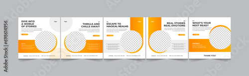 Book recommendation social media carousel, Book reviewer instagram carousel design template
