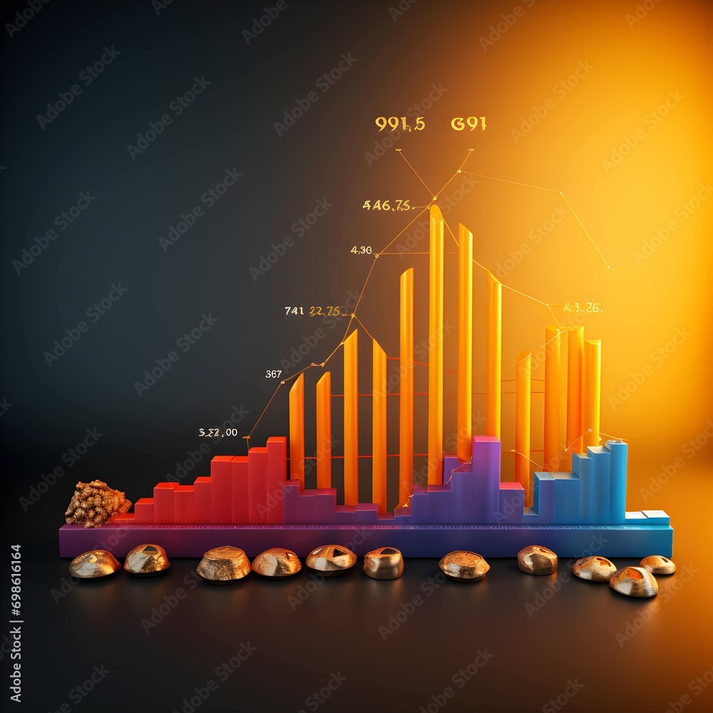 financial growth graph concept, percentage increase in investments and deposits
