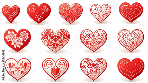 vector illustration set, Valentines Love Hearts isolated on a white background. Beautiful background or for valentine’s day. Beautiful background. Valentine’s card mockup. Valentine mockup. Romantic b