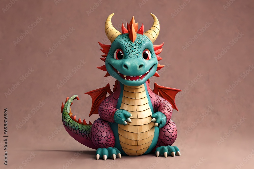 cute 3D dragon cartoon symbol of 2024. Chinese new year 2024 Festival AI generated Generative AI,  year of the dragon, the Chinese zod