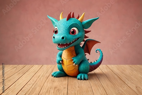 cute 3D dragon cartoon symbol of 2024. Chinese new year 2024 Festival AI generated Generative AI,  year of the dragon, the Chinese zod photo