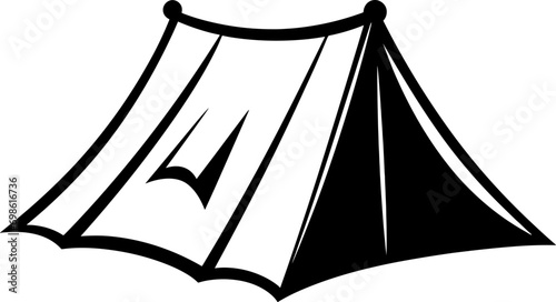 Camping tent silhouette vector illustration. Isolated on white background. AI generated illustration.