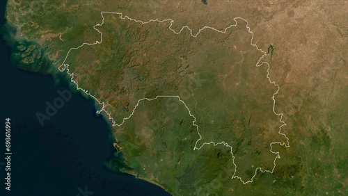 Guinea outlined. Low-res satellite map