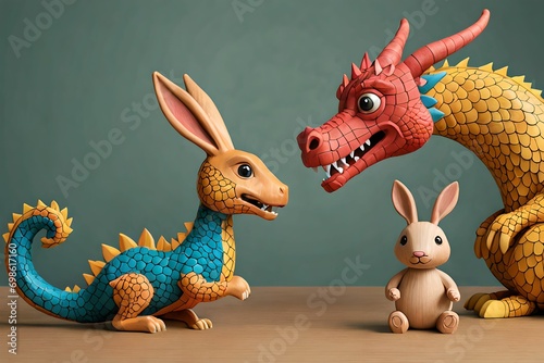 cute 3D dragon cartoon symbol of 2024. Chinese new year 2024 Festival AI generated Generative AI,  year of the dragon, the Chinese zod photo