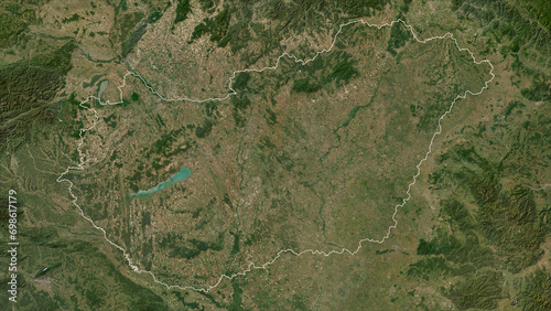 Cuadro en lienzo Hungary outlined. Low-res satellite map