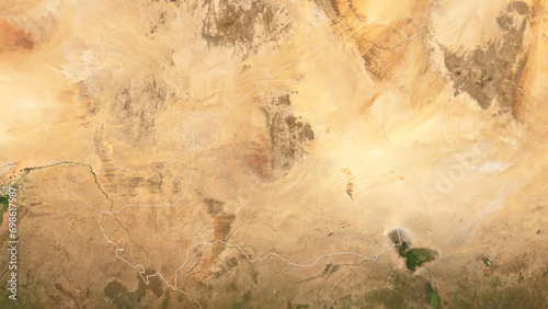 Niger outlined. Low-res satellite map photo