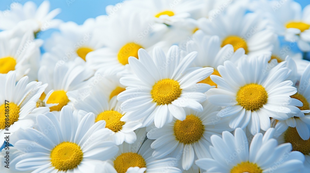 Fototapeta premium Macro shots of daisies, showcasing their simple yet charming beauty, perfect for relaxation and contemplation. [spring nature pictures for relaxation]