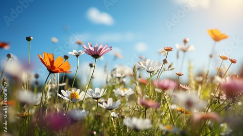 A serene meadow with wildflowers swaying in the breeze, inviting viewers to unwind and enjoy the beauty of spring. [spring nature pictures for relaxation]