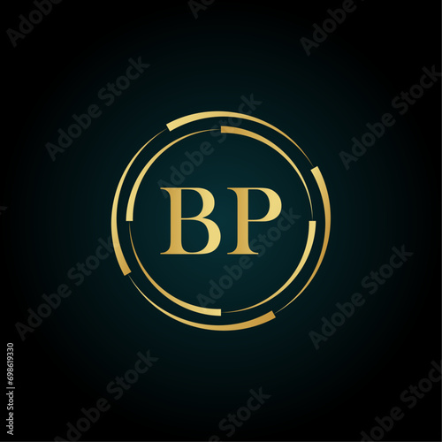 Royal Letter BP Logo Template. BP Luxury golden letter logo. BP letter logo design. BP creative golden latter logo design. Initial BP Letter. BP logo design template vector illustration