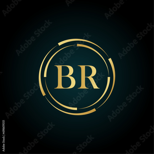 Royal Letter BR Logo Template. BR Luxury golden letter logo. BR letter logo design. BR creative golden latter logo design. Initial BR Letter. BR logo design template vector illustration