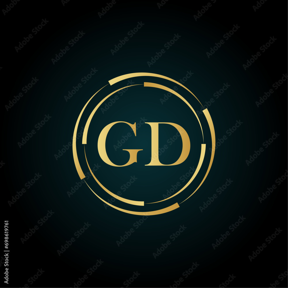 Royal Letter GD Logo Template. GD Luxury golden letter logo. GD letter logo design. GD creative golden latter logo design. Initial GD Letter. GD logo design template vector illustration