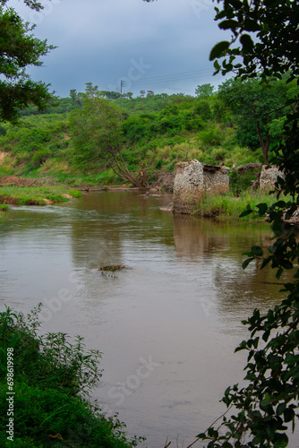 Pretty little river flowing through the savannah in South Africa