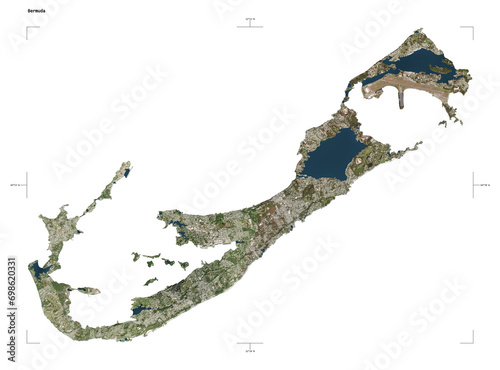 Bermuda shape isolated on white. High-res satellite map