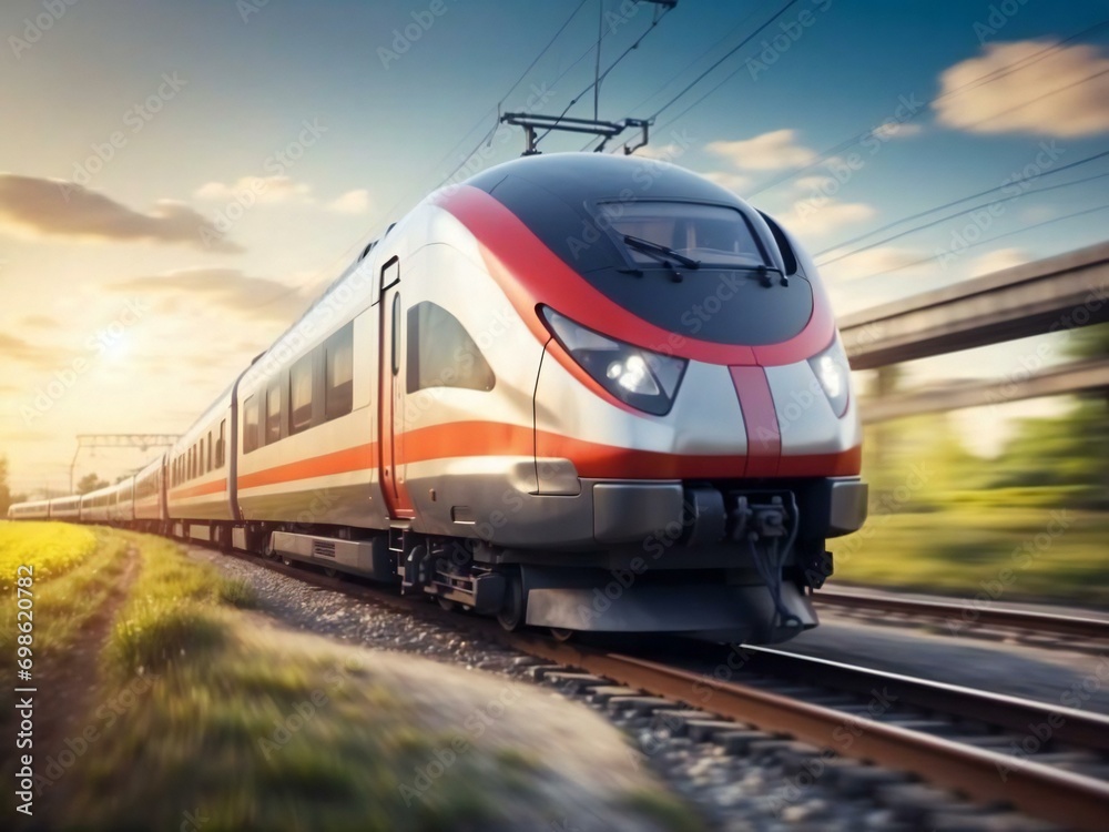 Fototapeta premium fast electric train, futuristic modern train