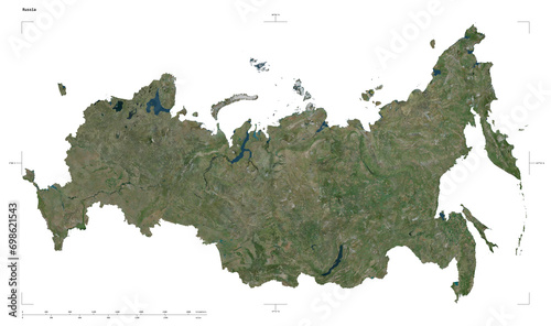 Konstfotografi Russia shape isolated on white. High-res satellite map