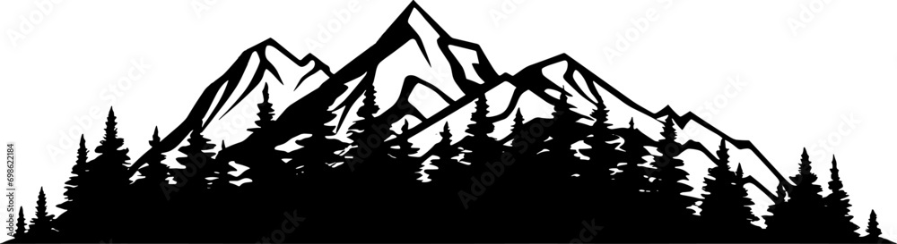 Simple hand-drawn vector drawing in black outline. Nature, panoramic landscape, mountain top. Ink sketch. Tourism, travel, sport. AI generated illustration. Simple hand-drawn vector drawing in black outline. Nature, panoramic landscape, mountain top. Ink sketch. Tourism, travel, sport. AI generated illustration.