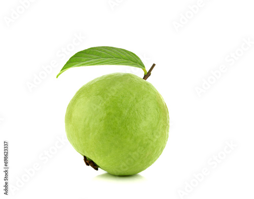 Fresh Guava fruit with leaf isolated on white background