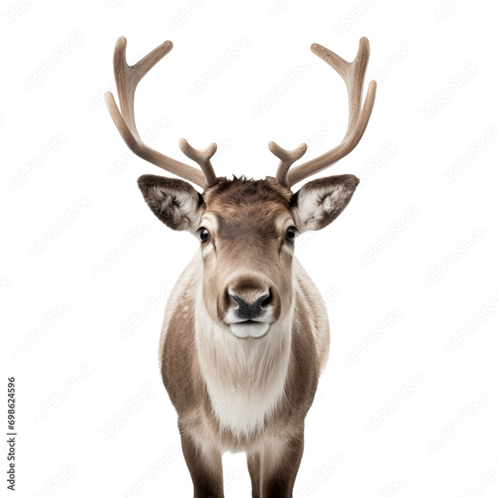 Portrait of a reindeer with horns isolated on transparent background Portrait of a reindeer with horns isolated on transparent background